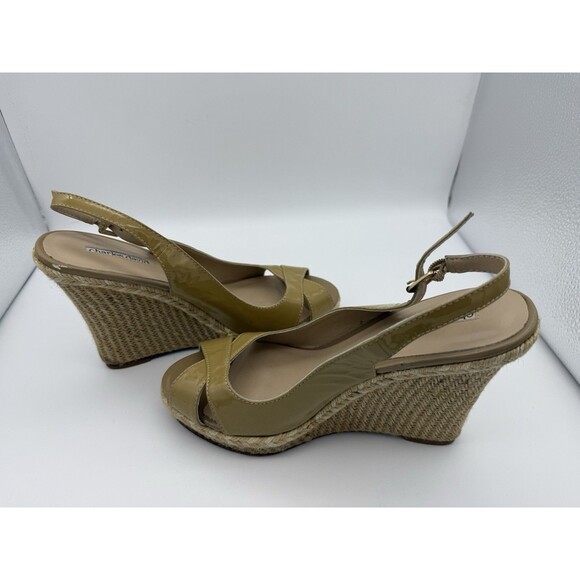 Vintage Charles David 4.75" Wedges Womens 8 Beige Espadrille Slingbacks Vacation - Picture 8 of 9